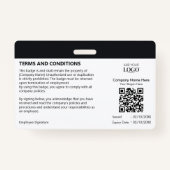 Badge minimaliste moderne d'identification profess (Dos)