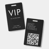 Badge Minimaliste noir et blanc VIP (Avant & arrière)
