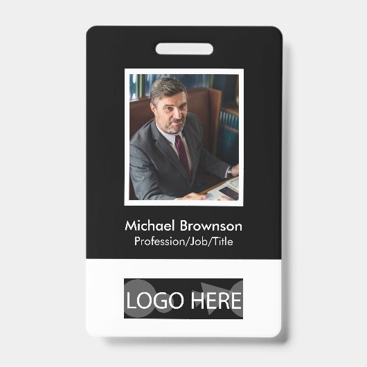 Badge Minimum moderne employé Qr Code barre photo (Avant)