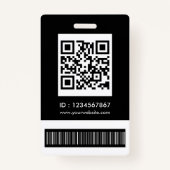 Badge Minimum moderne employé Qr Code barre photo (Dos)