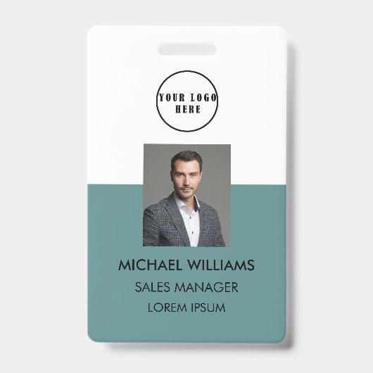 Badge Mitarbeiter Foto-ID Weiß Grünblau Ausweis (Avant)