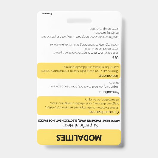 Badge Modalités (chaud/froid) Référence de la carte d'in (Avant)