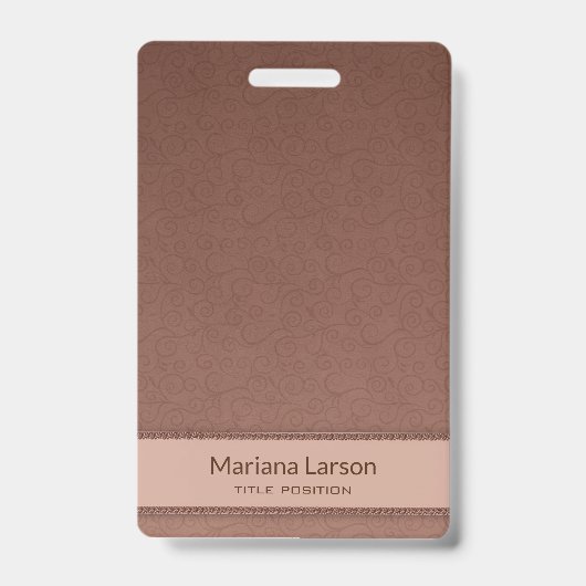 Badge Modèle Brown de Damas florales (Face)