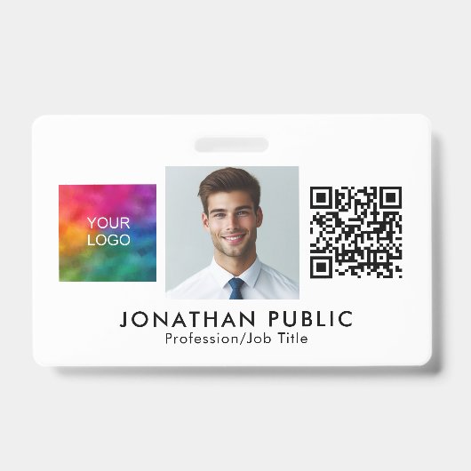 Badge Modèle Code QR Photo de l'employé Logo de l'entrep (Avant)