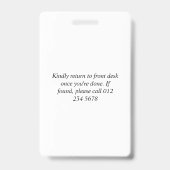 Badge Modèle de 2 logos de visiteur bleu blanc propre (Arrière)