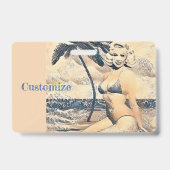 Badge Modèle de bikini blond agenouillé Thunder_Cove (Arrière)