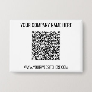 Badge Modèle de bouton de texte personnalisé et code QR