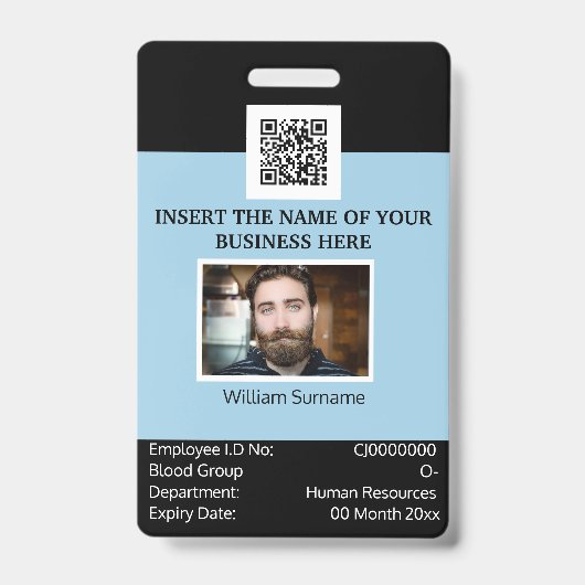 Badge Modèle de carte d'identité d'employé CUSTOM double (Avant)