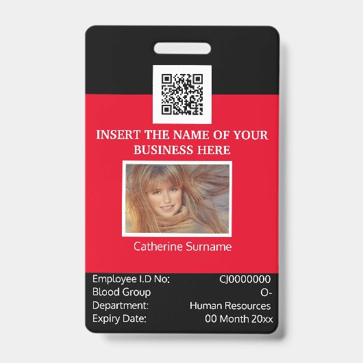 Badge Modèle de carte d'identité d'employé CUSTOM double (Avant)