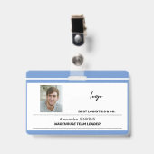 Badge Modèle de code à barres de logo de photo de nom d' (Avant avec clip)