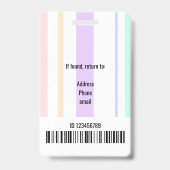 Badge Modèle de code-barres de logo à rayures pastel sim (Arrière)