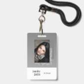 Badge Modèle de code-barres du logo d'entreprise gris cl (Face avec cordon)