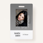 Badge Modèle de code-barres du logo d'entreprise gris cl (Devant)