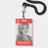 Badge Modèle de code de logo photo grande lumière rouge (Avant avec lanière)