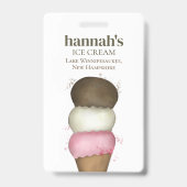 Badge Modèle de code QR du cône de crème glacée d'entrep (Face)