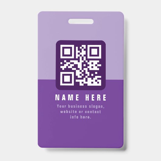 Badge Modèle de code QR moderne modifiable | Purples (Avant)