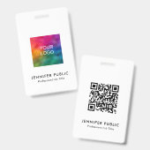 Badge Modèle de code QR pour le nom et le titre du logo  (Avant & arrière)