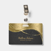 Badge Modèle de Damas Or Et Noir (Dos avec clip)