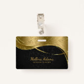 Badge Modèle de Damas Or Et Noir (Dos avec clip)