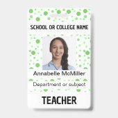 Badge Modèle de fête aux points verts (Arrière)