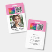 Badge Modèle de logo de code QR d'entreprise d'employé p (Avant & arrière)