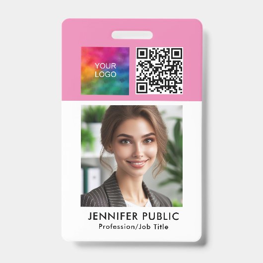 Badge Modèle de logo de code QR d'entreprise d'employé p (Avant)