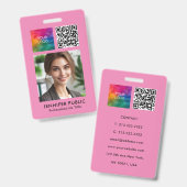 Badge Modèle de logo de code QR pour employés de petite  (Avant & arrière)