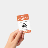 Badge Modèle de logo de visiteur orange blanc épuré (Manuel / portable)