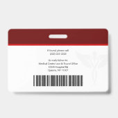 Badge Modèle de logo horizontal rouge Nom de l'employé I (Arrière)