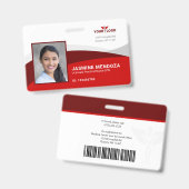 Badge Modèle de logo horizontal rouge Nom de l'employé I (Avant & arrière)