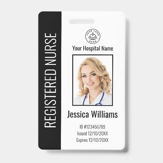 Badge Modèle de logo moderne Photo de l'employé Nom Infi (Avant)