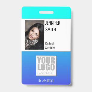 Badge Modèle de logo ombré aqua sarcelle vif Employé