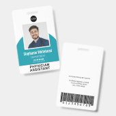 Badge Modèle de logo Photo de l'employé Nom ID Bleu sarc (Avant & arrière)