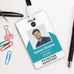 Badge Modèle de logo Photo de l'employé Nom ID Bleu sarc