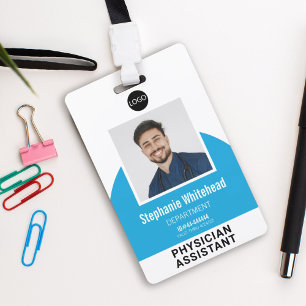 Badge Modèle de logo Photo d'employé Nom ID Bleu Aqua