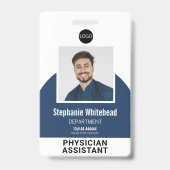 Badge Modèle de logo Photo d'employé Nom ID Bleu marine (Avant)