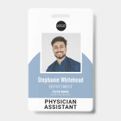 Badge Modèle de logo Photo Nom de l'employé ID Bleu pous (Avant)