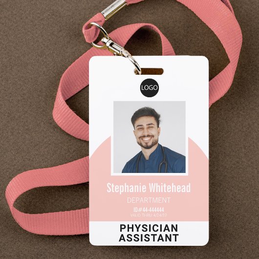 Badge Modèle de logo Photo Nom de l'employé ID Rose Blus