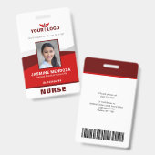 Badge Modèle de logo photo rouge Nom de l'employé ID de (Avant & arrière)