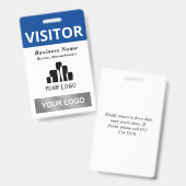 Badge Modèle de logos pour visiteur bleu blanc propre 2 (Avant & arrière)