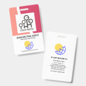 Badge Modèle de nom de société Red Shade Waves (Avant & arrière)