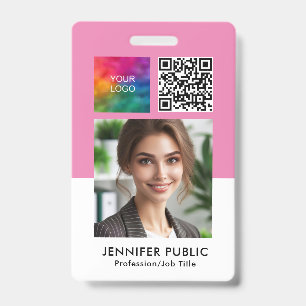 Badge Modèle de nom et de titre de logo de code QR de ph