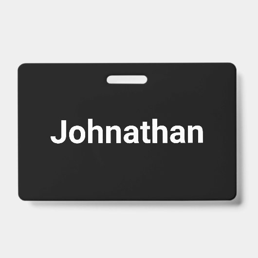 Badge Modèle de nom simple noir et blanc (Avant)