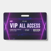 Badge Modèle de passe d'accès VIP Neon avec code QR (Avant)