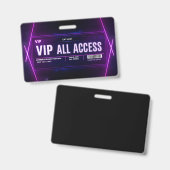 Badge Modèle de passe d'accès VIP Neon avec code QR (Avant & arrière)