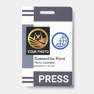 Badge Modèle de photo de colonne à rayures avec nuances 