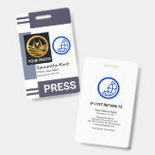 Badge Modèle de photo de colonne à rayures de nuances gr (Avant & arrière)