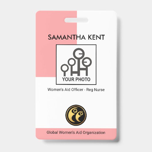 Badge Modèle de photo de colonne rose verticale simple I (Avant)