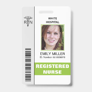 Badge Modèle de photo de lime caducée d'employé infirmiè