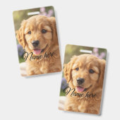 Badge Modèle de photo de nom d'animal de compagnie simpl (Avant & arrière)